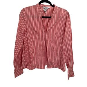 Nine West Red and Pink Long Sleeve Button Down Shirt